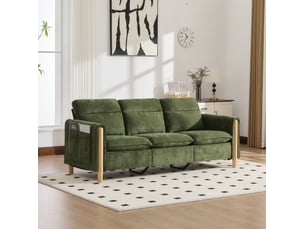 Canapé d'angle réversible fixe <strong></strong> <strong></strong> 3 places Tissu vert avec coffre de rangement