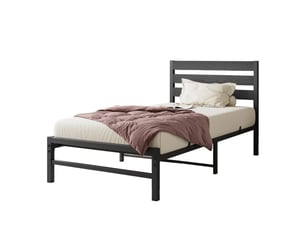 Lit simple 90x200 cm <strong>BEAOK</strong>  <strong></strong> coloris noir