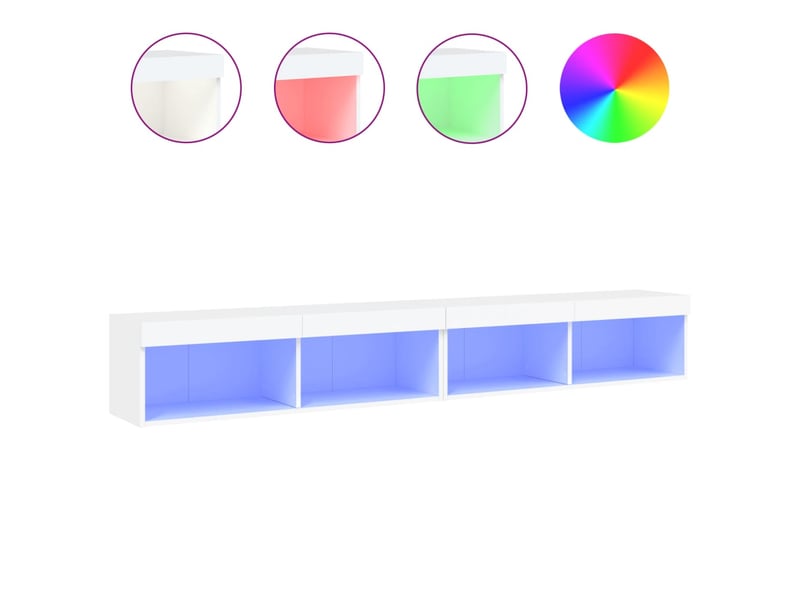  Meubles tv - banc tv - meuble de rangement avec lumières led 2 pcs blanc 100x30x30 cm  - Conforama A