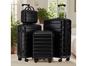 Set de 4 valises rigides,14192428 pouces,avec serrure à code,abs,noir