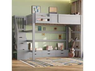 Lit mezzanine 140x200 cm MODERNLUXE coloris gris
