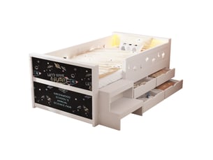 Lit avec rangement 90x200 cm <strong>HAVRYA</strong> <strong></strong> coloris blanc