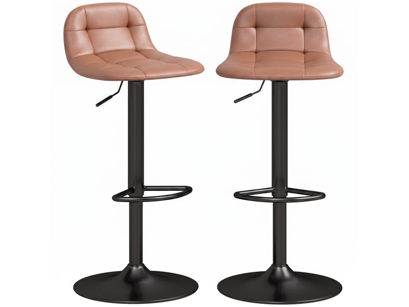  Ensemble de 2 tabourets de bar de cuisine pivotants à 360° et réglables en hauteur, avec repose-pieds et revêtement en similicuir.  - Conforama B