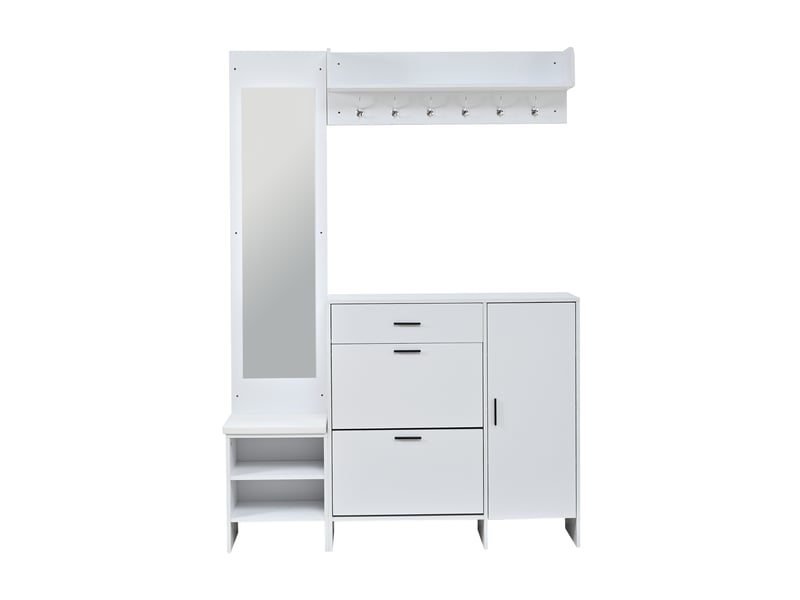  Portemanteau avec banc et rangement 140 x 200 cm en mdf blanc  - Conforama W