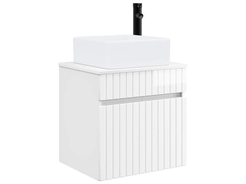  Meuble de lavabo mural, rangement salle de bain blanc brillant 49x41x63 cm shl5272  - Conforama A