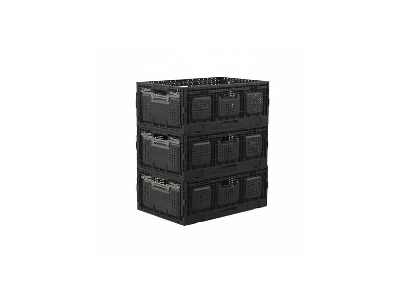 Lot 3 bacs de rangement pliables en plastique noir 40 x 60 x 25,9 cm 62560L - Conforama A