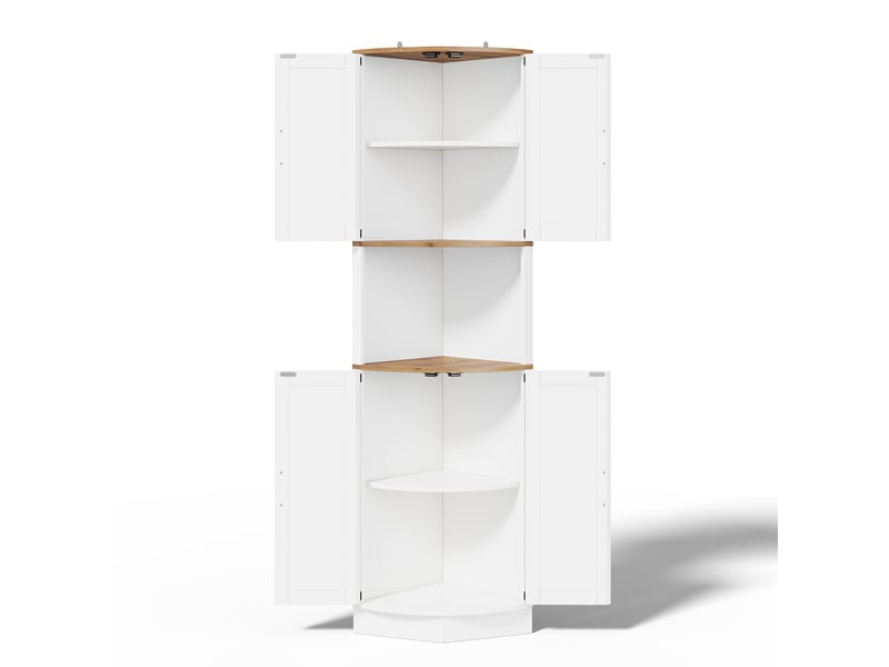  Meuble d’angle 39,5x39,5x180 cm avec 5 étagères, style rustique blanc, gain de place  - Conforama D