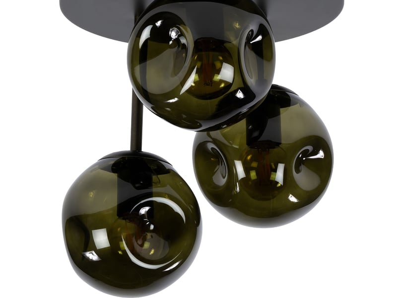  Plafonnier rond 3 lampes 30 cm en verre brun et bronze - tahoe  - Conforama C