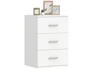 Table de chevet à 3 tiroirs, table d'appoint pour chambre, mdf, blanche