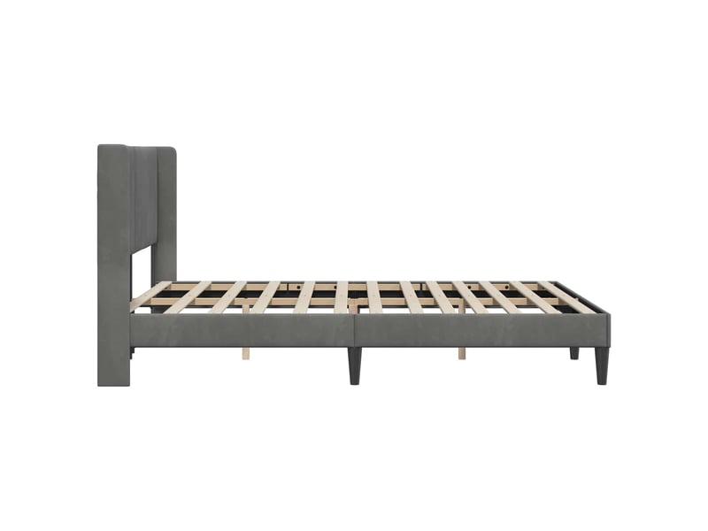  Lit double- lit adulte -  cadre de lit avec tête de lit gris foncé 140 x 190 cm velours  - Conforama D