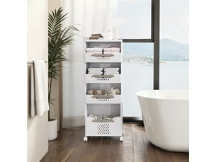 Chariot de rangement à 4 niveaux, avec roulettes et poignée de poussée, paniers multifonctions pour la cuisine, la salle de bain et la buanderie
