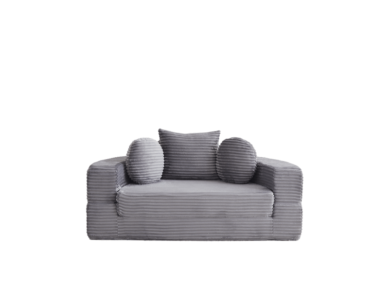  Canapé 4-en-1 convertible en velours côtelé gris, canapé 1 place  - Conforama D