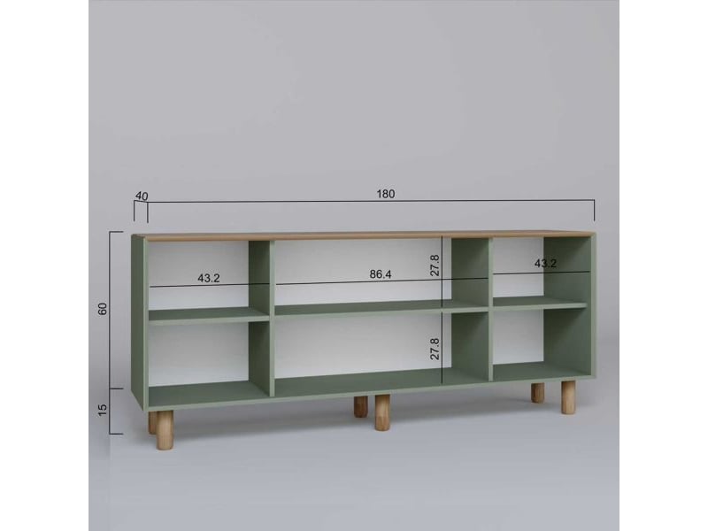  Buffet 4 portes en aggloméré bohemian vert avec cannage (4 portes)  - Conforama C