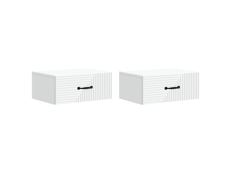 Table de chevet - cabinet de chevet - table de nuit mural 2 pièces blanc 49 x 34,5 x 20 cm - Conforama A
