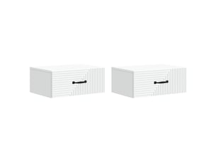 Table de chevet - cabinet de chevet - table de nuit mural 2 pièces blanc 49 x 34,5 x 20 cm