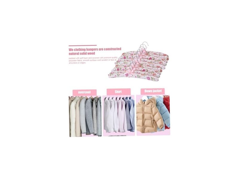 Cintres rembourrés, 10pcs 15 pouces de coucher en satin floral, cintres rembourrés non glissants, pas de linge de vêtements de blocs de chemise (rouge rose, motif aléatoire) - Conforama D