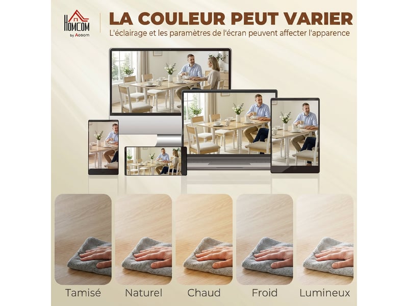  Table à manger pliante pour 2 à 6 personnes 74-134 cm, table de cuisine avec 2 abattants, bois naturel, pieds en acier  - Conforama W