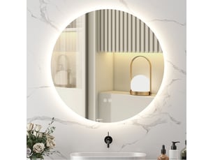 Miroir rond lumineux led de salle de bain ø 80 cm mural avec éclairage interrupteur tactile système antibuée