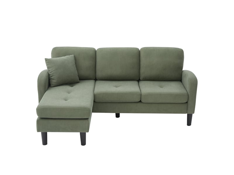  Canapé d'angle 3 places modulable vert en velours côtelé 166 x 118 x 77 cm  - Conforama A