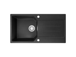 Anycee max évier en granit 86x45cm - évier de cuisine noir - avec système d’évacuation et égouttoir