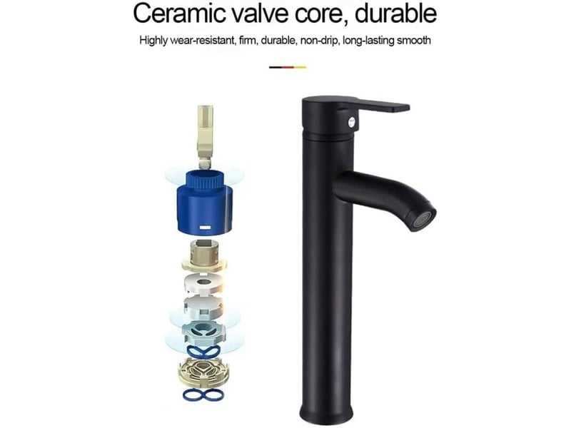  Robinet de salle de bain noir - haute qualité, eau froide et chaude - adapté pour un diamètre intérieur de 32 mm à 42 mm - réf. Szpb306113jjzj  - Conforama B