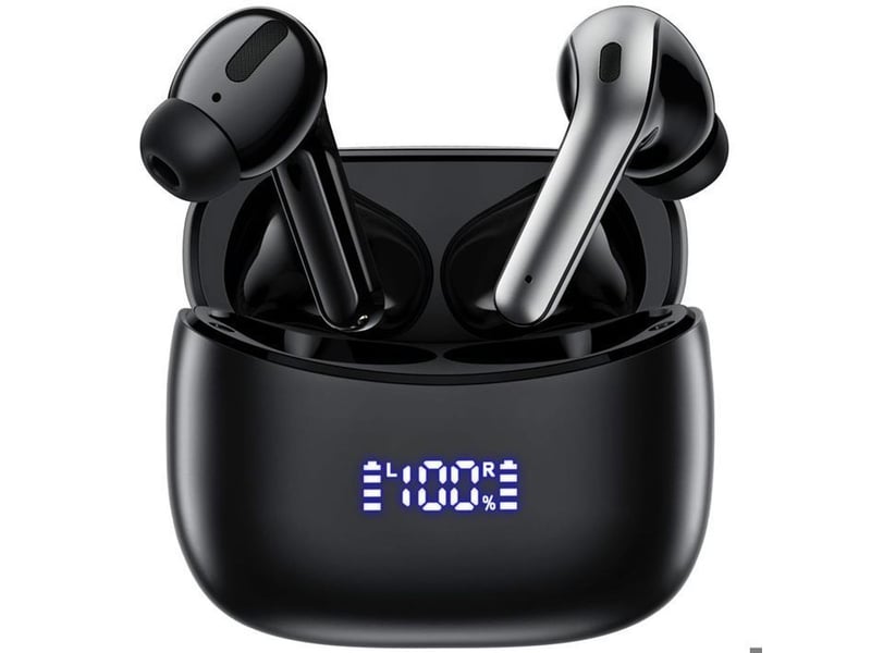  Ecouteurs bluetooth 5.3 sans fil true wireless noirs x15 avec micro et boitier led  - Conforama A