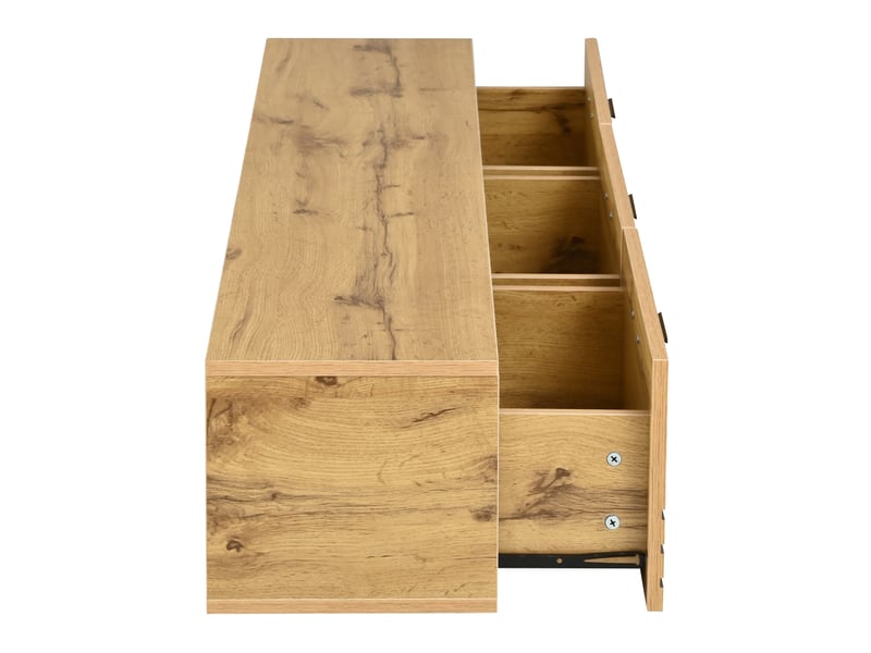  Meuble tv mural avec 3 tiroirs 160x30x25,5 cm coloris bois naturel  - Conforama R