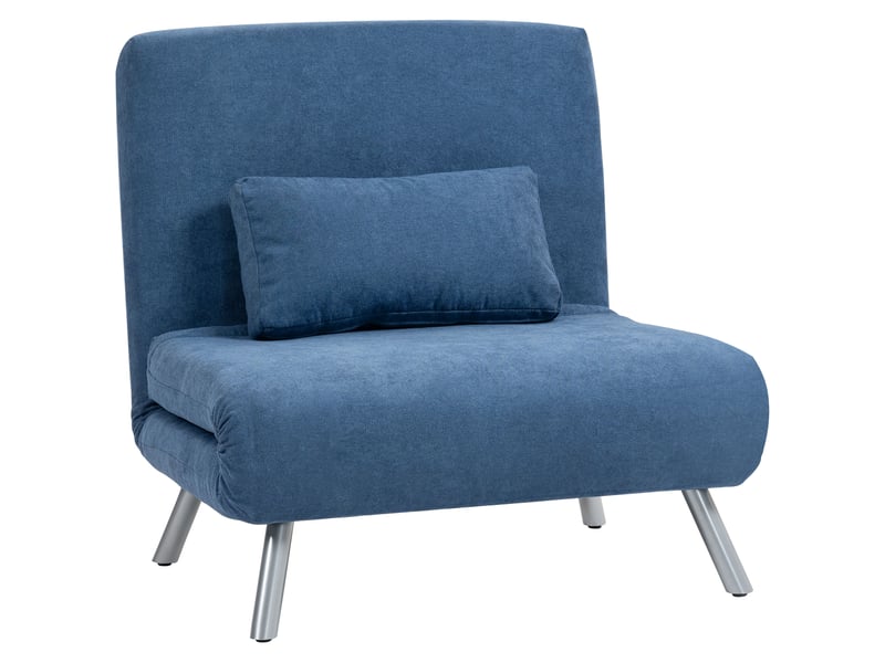  Fauteuil convertible 1 place en tissu avec coussin bleu 80 x 75 x 83 cm  - Conforama A