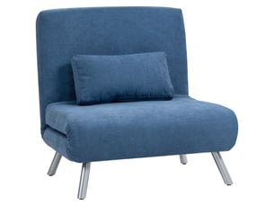 Fauteuil convertible 1 place en tissu avec coussin bleu 80 x 75 x 83 cm