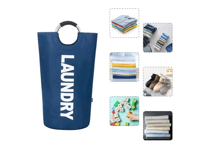 Panier à linge sale, pliable, avec poignée rembourrée, panier à linge sale, 115 litres, bleu marine, 43 x 79 cm - Conforama C