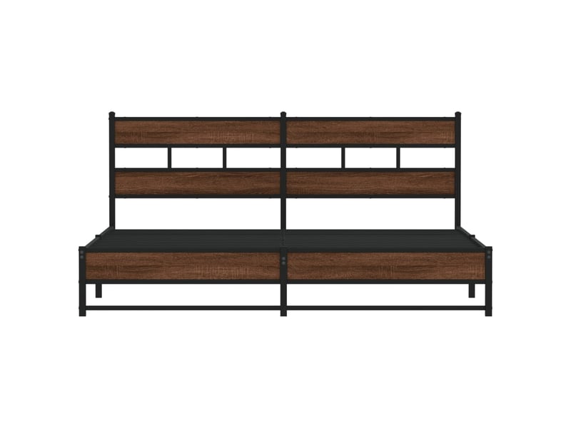 Lit double- lit adulte - cadre de lit en métal sans matelas chêne marron 200x200 cm - Conforama C