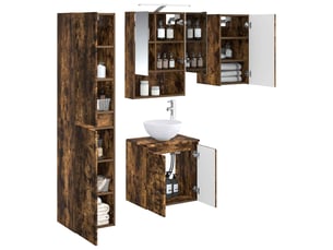 Vidaxl ensemble d'armoire de salle de bain 5 pcs chêne fumé