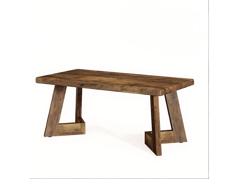 Table basse rectangulaire 120x60x51 cm style campagne panneau de particules brun rustique - Conforama A