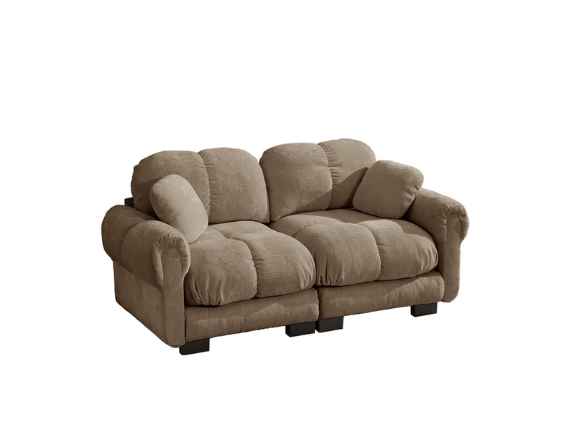  Canapé droit modulaire 2 places en tissu marron, coussins épais et dossier ergonomique pour le salon  - Conforama A