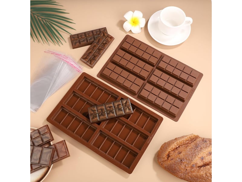 Ensemble de deux ustensiles de pâtisserie résistants à la chaleur moules à chocolat en silicone alimentaire 2 moules + 100 sachets opp + 1 raclette  - Conforama B