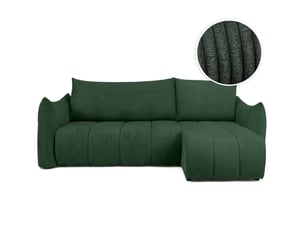 Canapé d'angle réversible convertible LOUNGITUDE LYSIA 3 places Velours côtelé Vert foncé