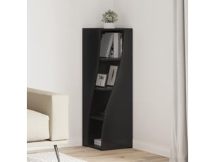 Meuble d'angle, meuble de rangement salon 32x32x102cm bois d'ingénierie noir