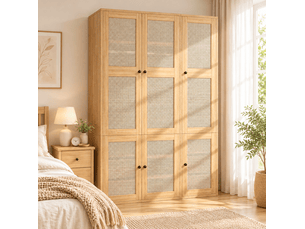 Armoire 6 porte(s) battante 6 tiroir(s) MODFU coloris bois clair largeur 135 cm