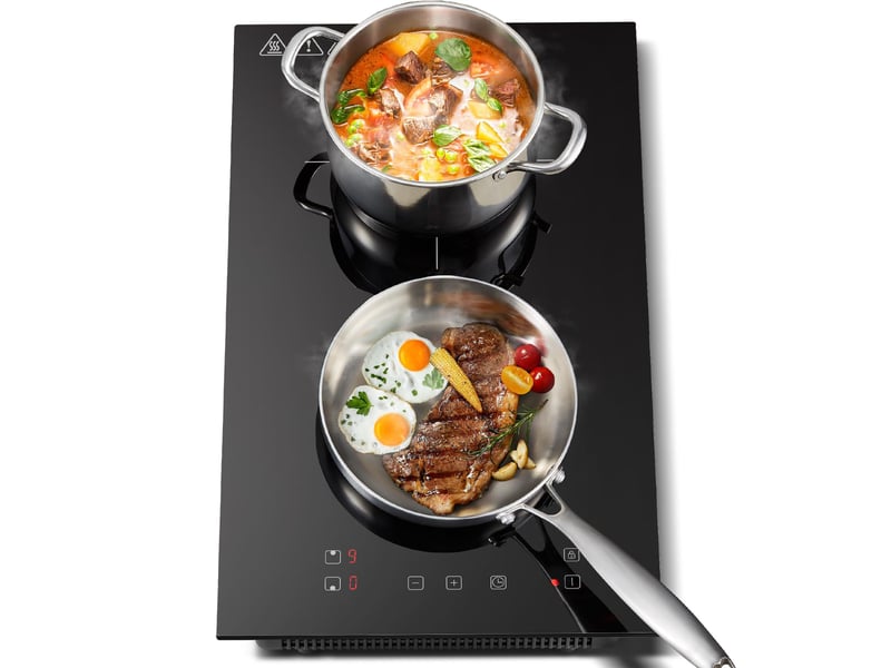  Plaque à induction 2 foyers 3300 w, plaque induction encastrable 30 cm, tactile, verre noir, 9 niveaux et minuterie  - Conforama A