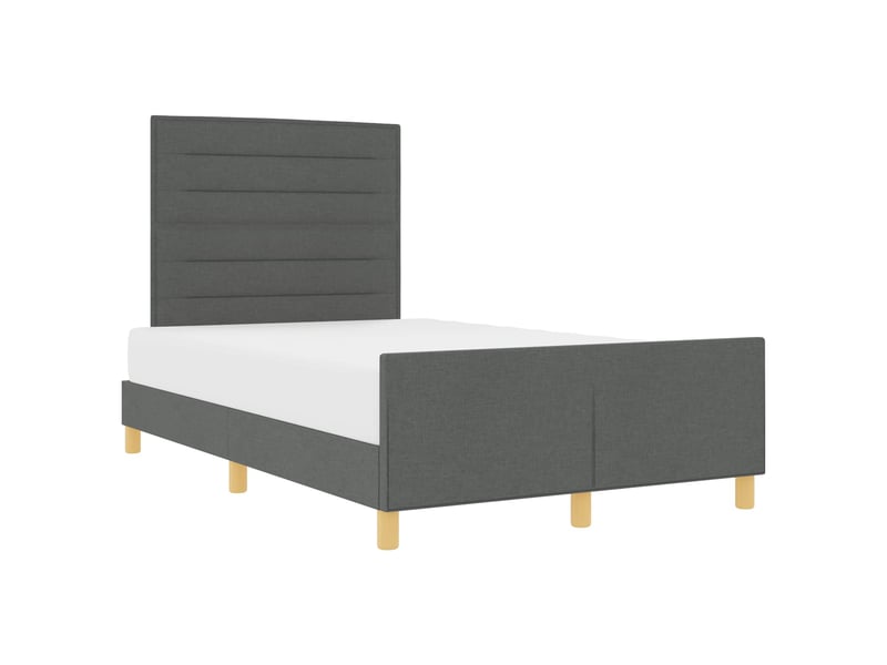  Lit double- lit adulte -  cadre de lit avec tête de lit gris foncé 120 x 190 cm tissu  - Conforama A