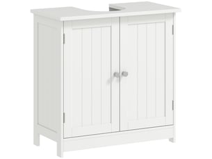 Meuble sous lavabo, meuble de salle de bain placard à 2 portes, étagère réglable, anti-humidité, 60 x 30 x 60 cm, blanc