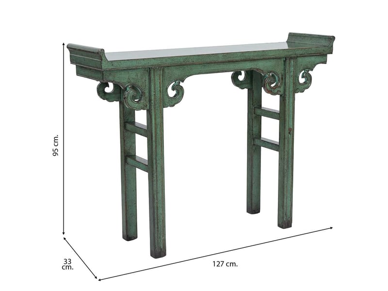  Console d'entrée verte en bois 127x33x95 cm h  - Conforama C