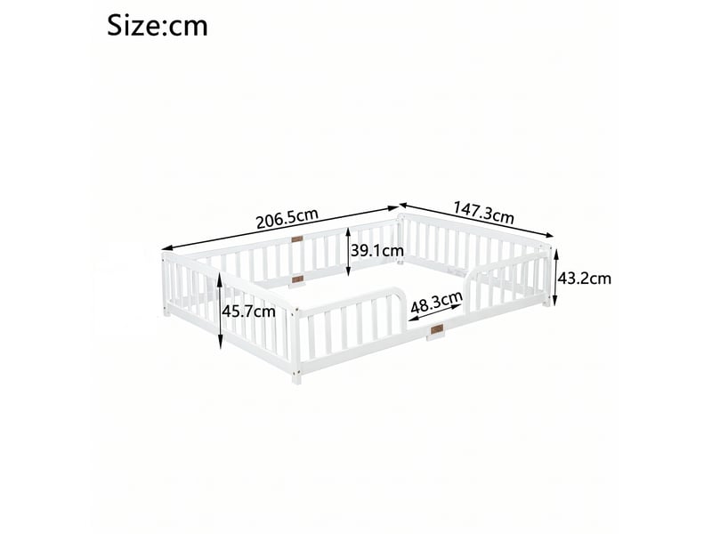  Lit enfant 140x200 cm avec barrières en pin blanc  - Conforama E