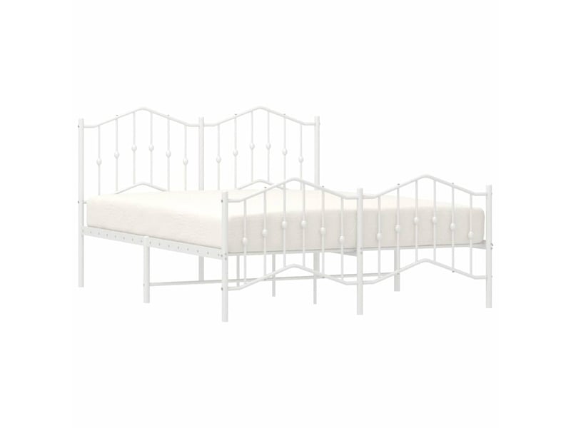  Lit double- lit adulte -  cadre de lit métal sans matelas et pied de lit blanc 135x190 cm  - Conforama C