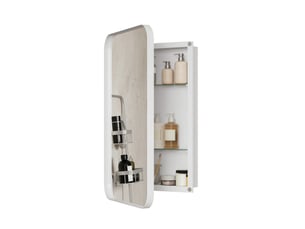 Meuble miroir avec 2 étagères réglables, pose murale ou encastrée pour salle de bain, blanc, 86 × 61 × 18 cm