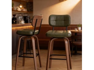 tabouret de bar <strong>BEAOK</strong> - vert hauteur d'assise 66 cm vendu Par paire