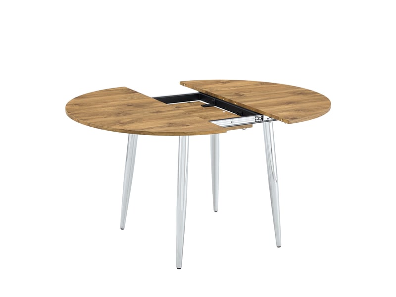  Table à manger ronde extensible 107-137 cm, table ovale design moderne, mdf et métal, décor bois  - Conforama A