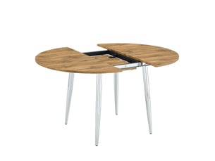 Table de séjour rond avec allonge centrale 107-137 cm, table ovale design moderne, mdf et métal, décor bois