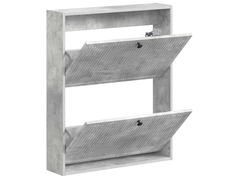  Meuble à chaussures mural, armoire à chaussures ede 71x17x86 cm gris béton  - Conforama C