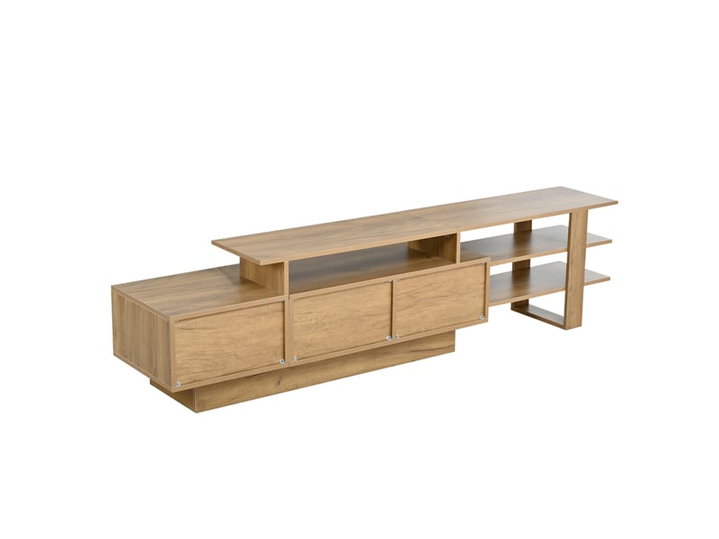  Meuble tv naturel et noir en mdf et acrylique 180 cm  - Conforama A